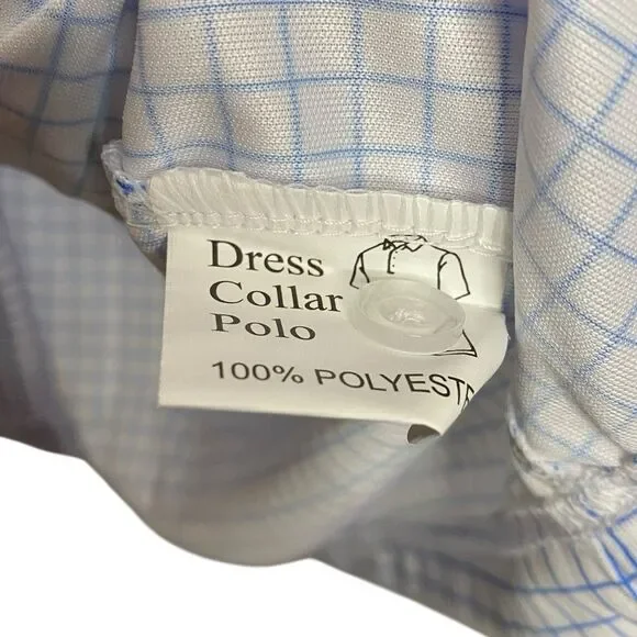 Collars & Co Polo Shirt Mens M Blue Check Golf Preppy Dress Collar Office NEW